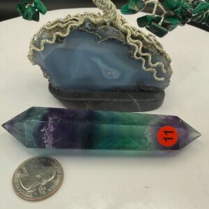 Rainbow Fluorite Double Terminated Wand Points Phantoms Rainbows 4.11" Tall  11